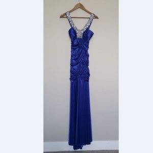 Royal Blue Prom Formal Dress w/ Rhinestones Sz 5